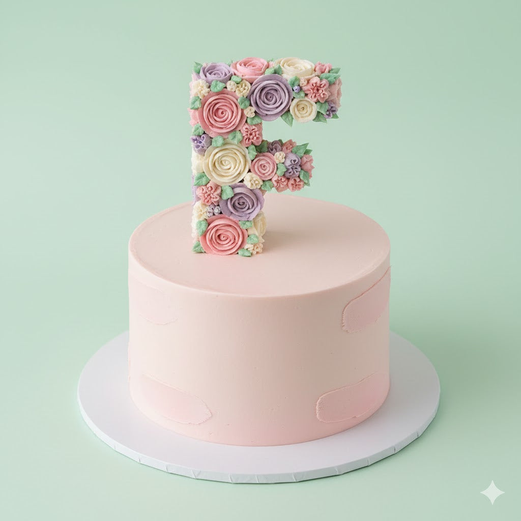 Letter F Floral Cake