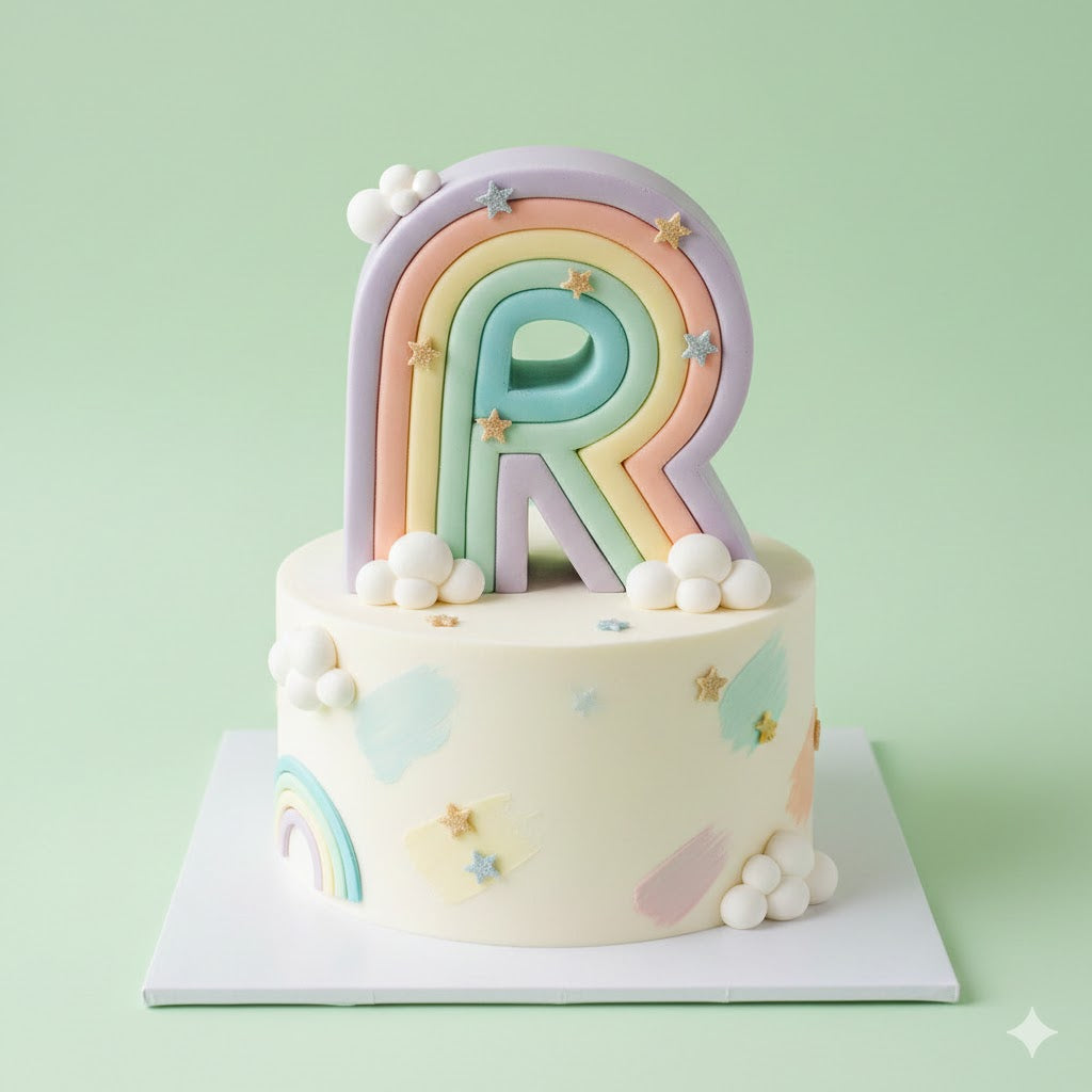 Letter R Rainbow Cake