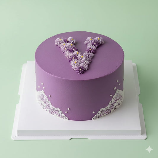 Letter V Violet Cake