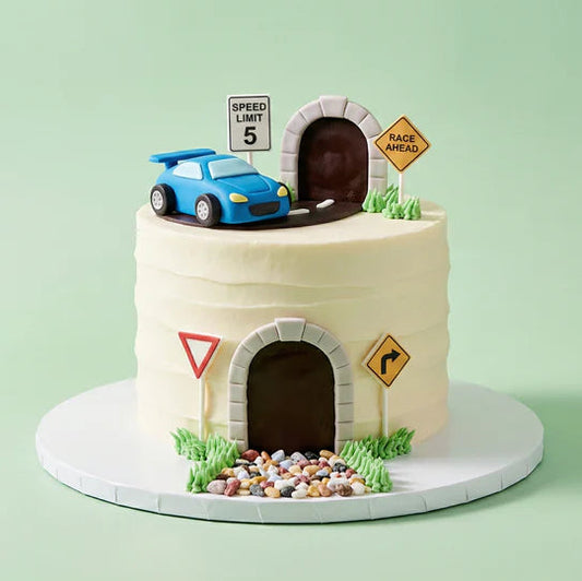 Tiny Wheels Tunnel Cake