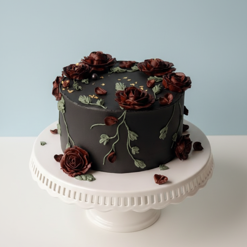 Midnight Rose Elegance Cake