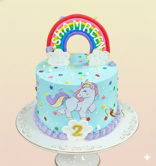 Minimal Rainbow Unicorn Cake