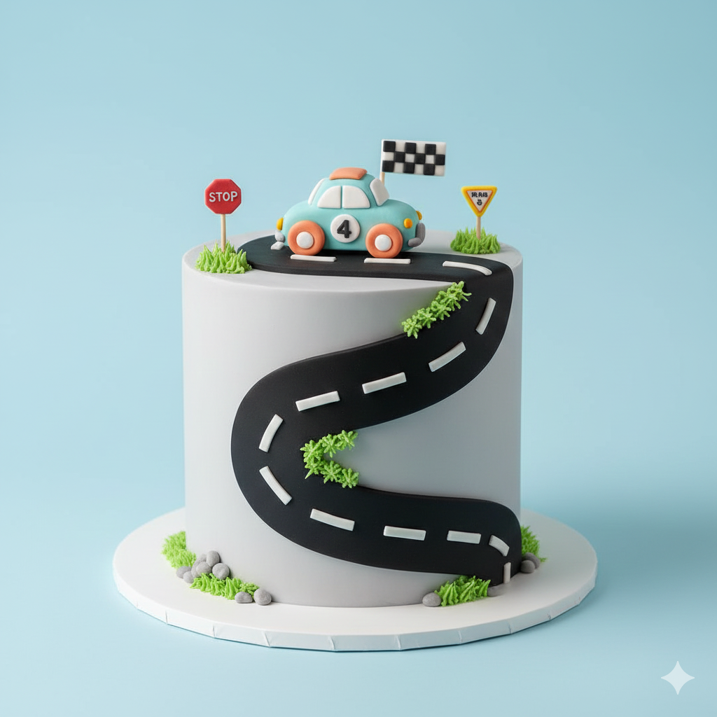 Number Four Car Cake