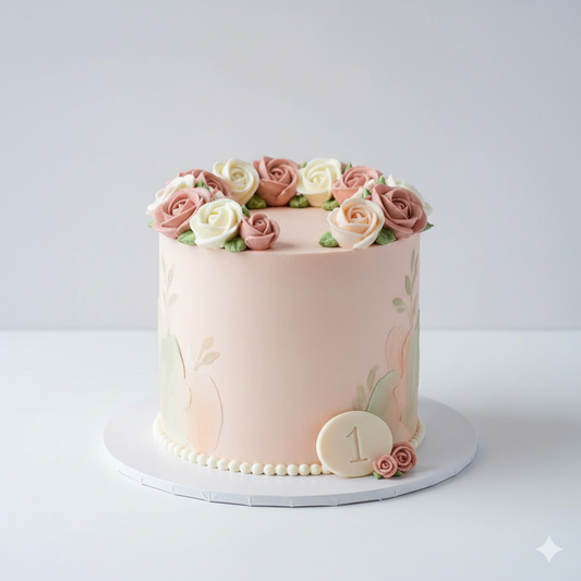 Number One Floral Cake