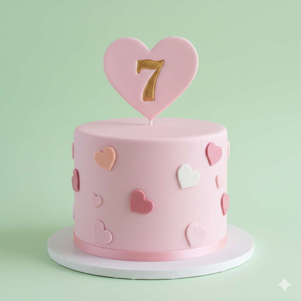 Number Seven Heart Cake