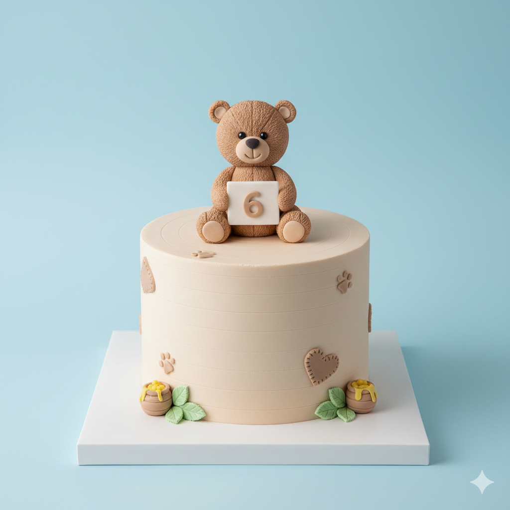 Number Six Bear Cake