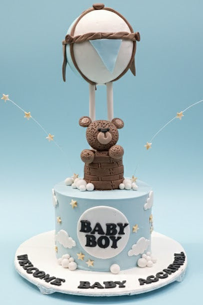 Teddy Balloon Baby Cake