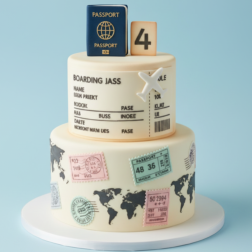 Pilot Passport Stamp Cake