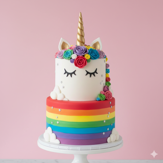 Rainbow Layer Unicorn Cake