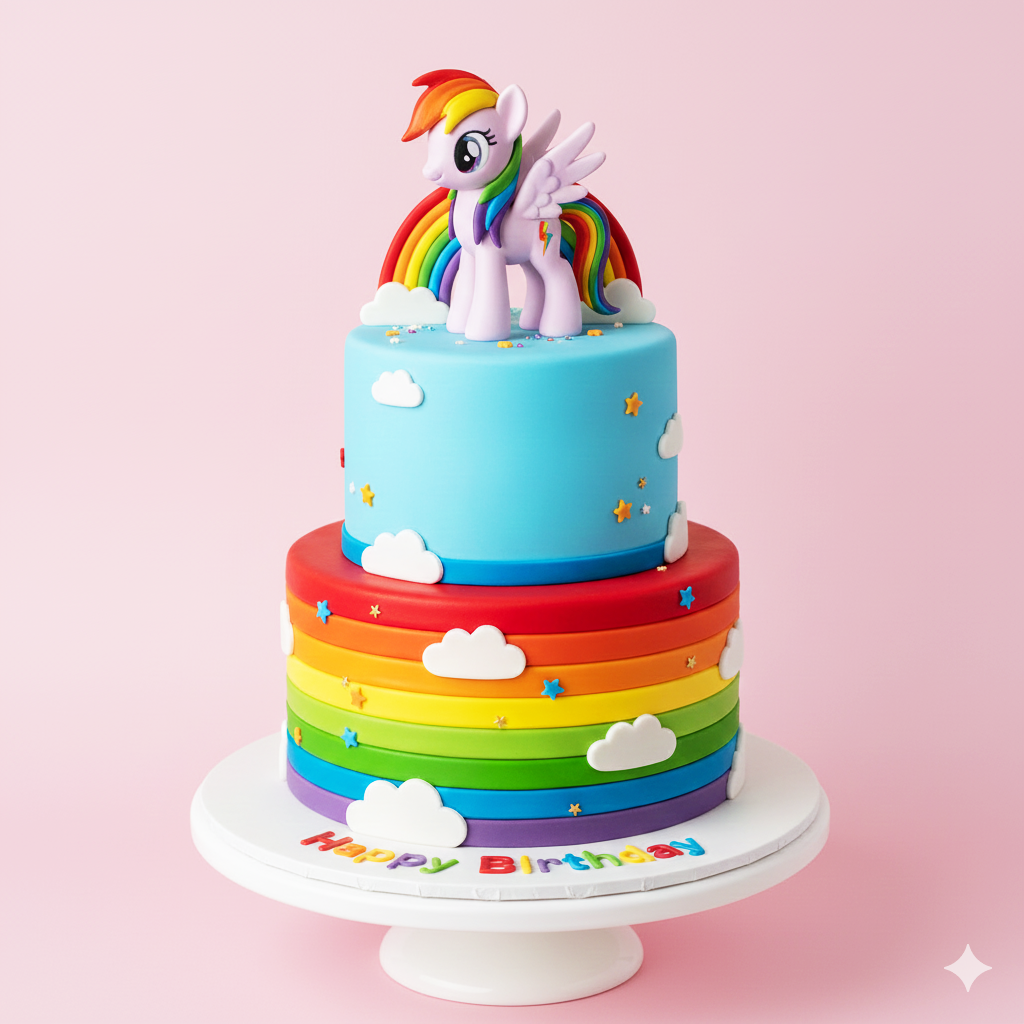 Teal Rainbow Unicorn Cake