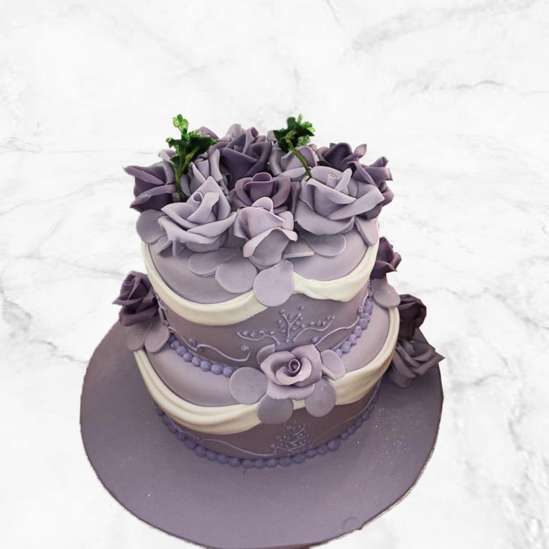 Purple Wedding Flower Cake