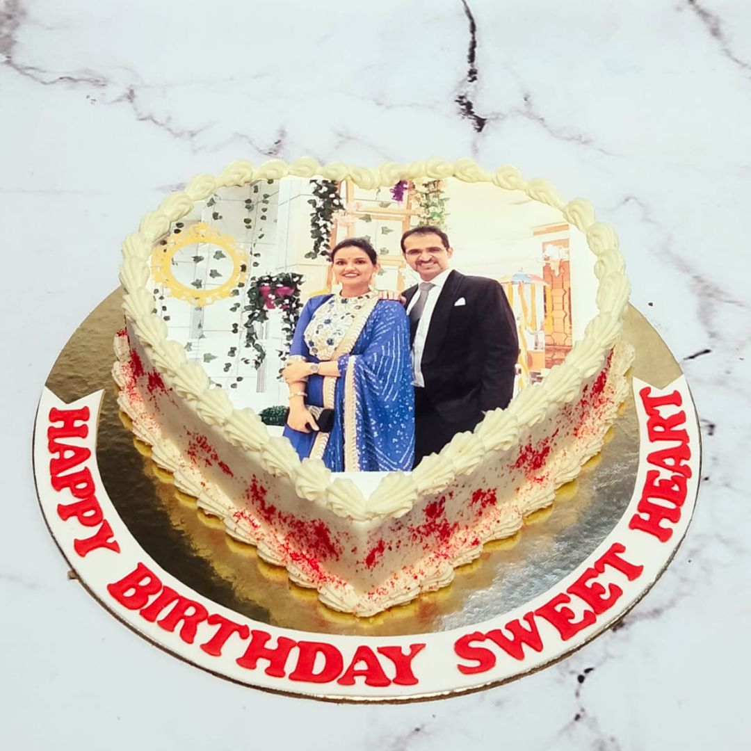 Heart's Photograph Print Cake