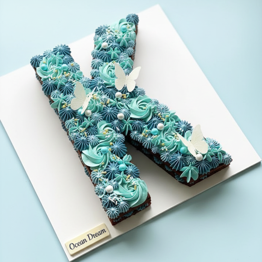 Ocean Dreams Letter K Cake