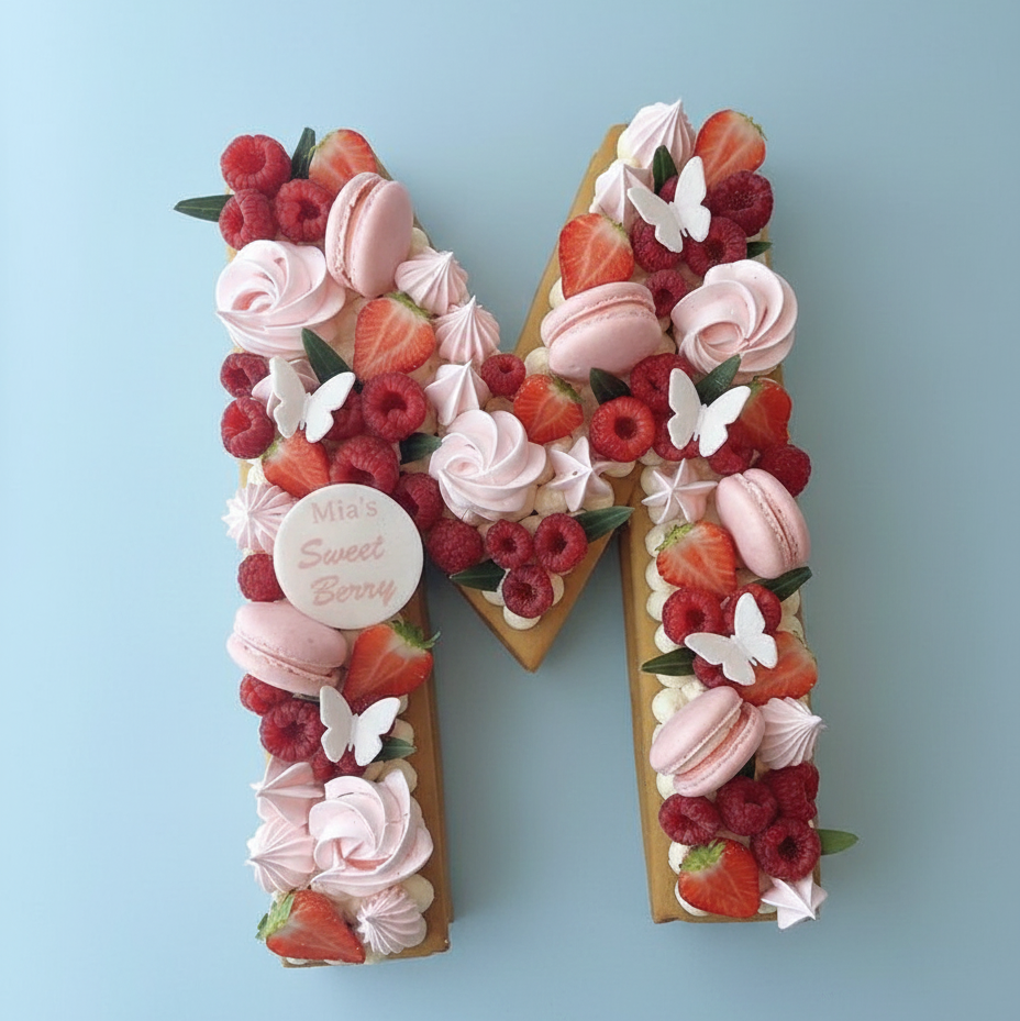 Berry Bliss Letter M Cake